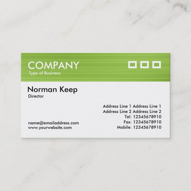 Colour Textured Header - Brushed Green Business Card (Front)