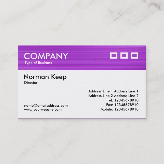 Colour Textured Header - Brushed Purple Business Card (Front)