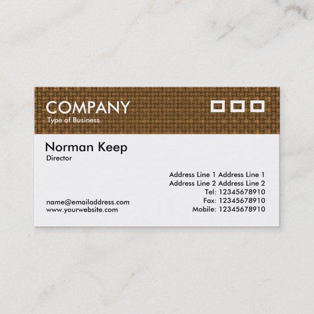 Colour Textured Header - Dark Orange Fabric Business Card (Front)