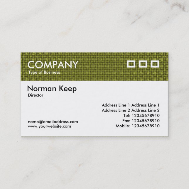 Colour Textured Header - Yellow Fabric Business Card (Front)