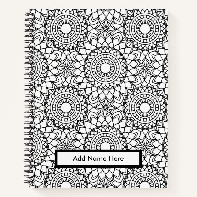 Colour the Cover Floral Customizable Name  Notebook (Front)