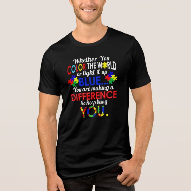 Colour the World Blue Autism Awareness Inspiration Tri-Blend Shirt (Front)