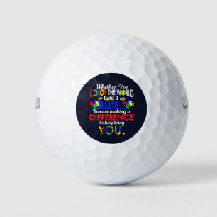 Colour The World or Light It Blue Autism Awareness Golf Balls