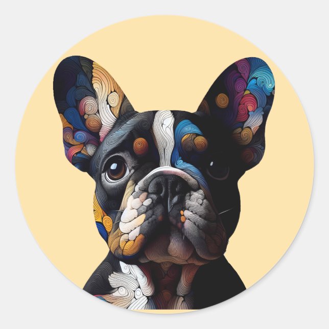 Colour Theory Frenchie Classic Round Sticker (Front)
