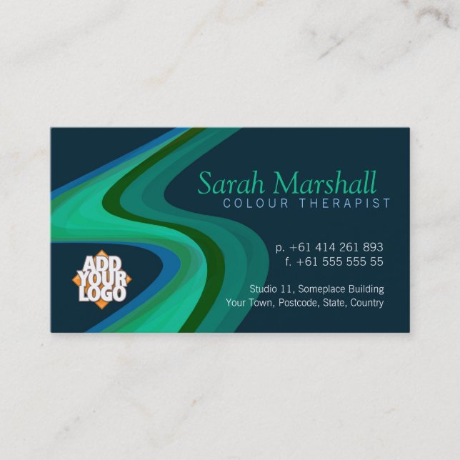 Colour Therapy Green/Blue with Logo Business Card (Front)
