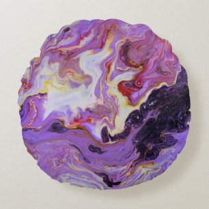 Colour tone acrylic paints, abstract. round pillow