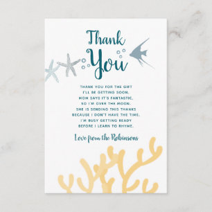 Colour trend Under the Sea Baby Shower Thank You