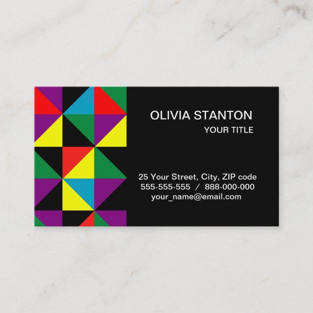 Colour triangles pattern business card (Front)