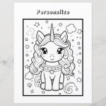 Colour Unicorn Paper Sheet Personalized 