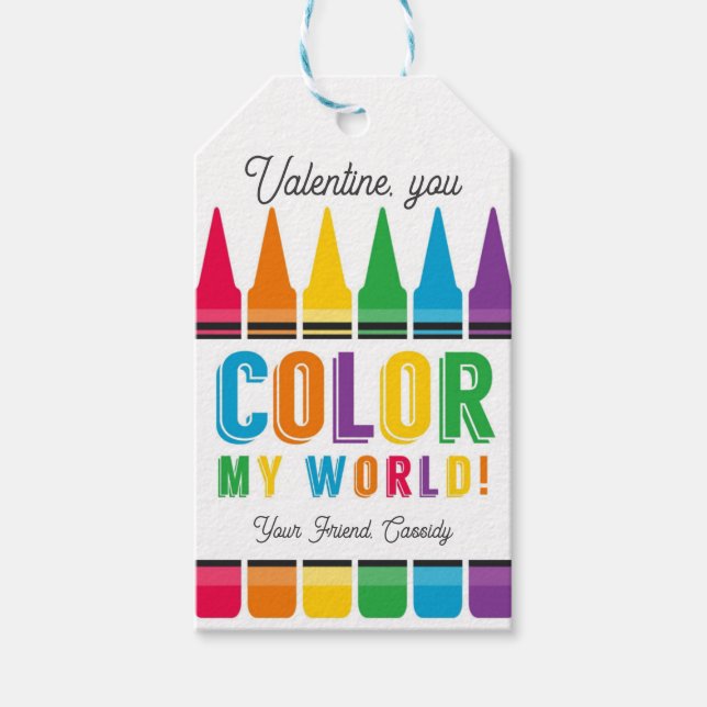 Colour Valentine Tag Crayon Valentines Day Gift Ta (Front)