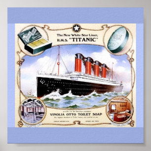 Colour Vintage 1912 TITANIC Image on Toilet Soap Poster