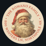 Colour Vintage Santa Christmas Address Classic Round Sticker<br><div class="desc">Customize for your christmas gifts or use as address labels. Artwork made with ai and photoshop.</div>