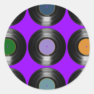 colour vinyl records pattern classic round sticker