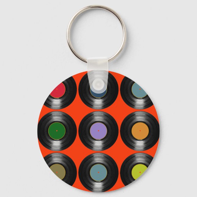 colour vinyl records pattern keychain (Front)
