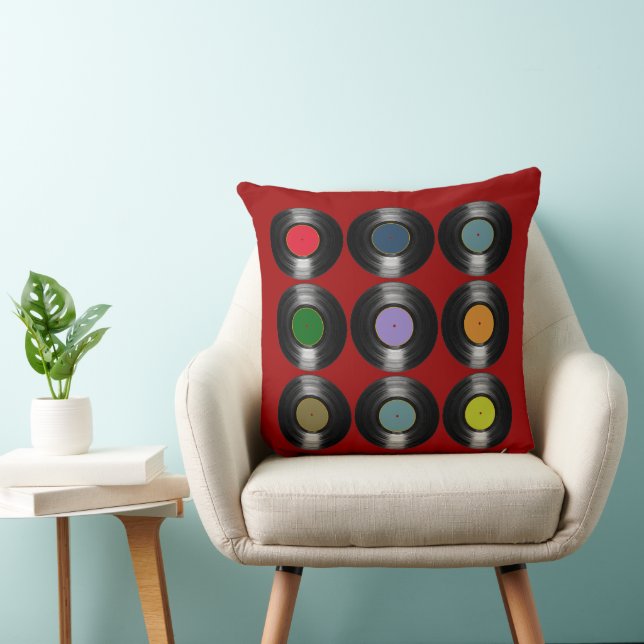 colour vinyl records pattern throw pillow (Chair)