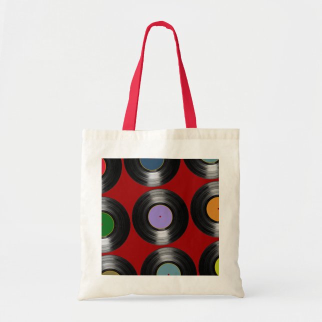 colour vinyl records pattern tote bag (Front)