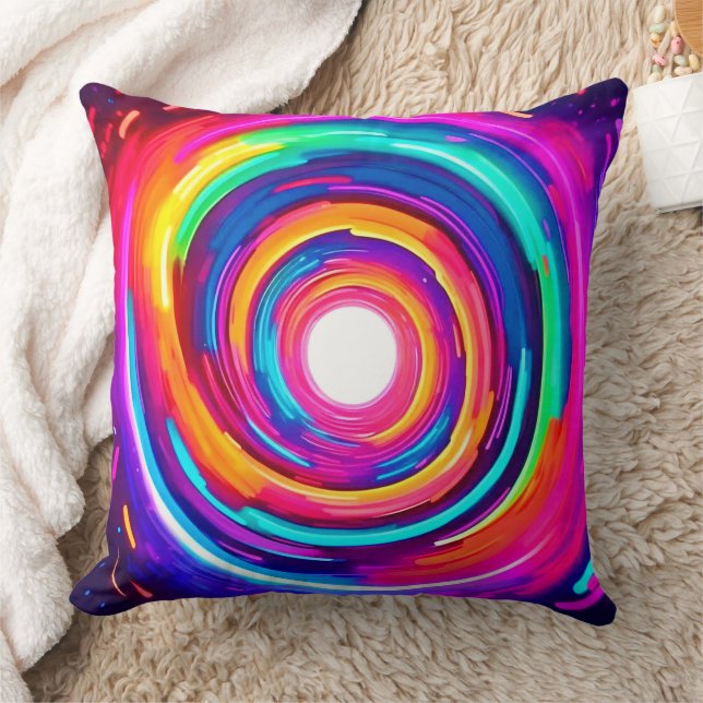 Colour Vortex: Dynamic Design Throw Pillow (Blanket)