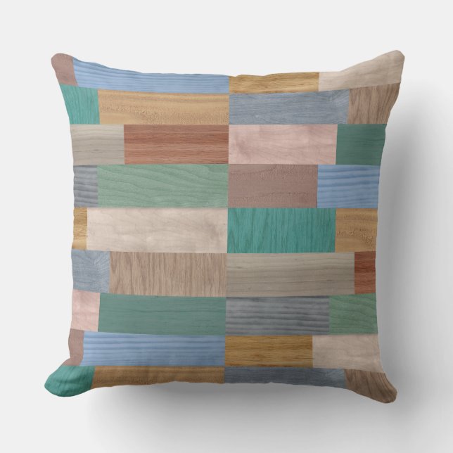Colour Washed Wood Pattern Throw Pillow (Front)