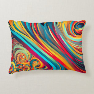 Colour Wave Fusion – Modern Abstract Swirl Art Accent Pillow