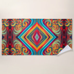 Colour Wave Fusion – Modern Abstract Swirl Art Beach Towel