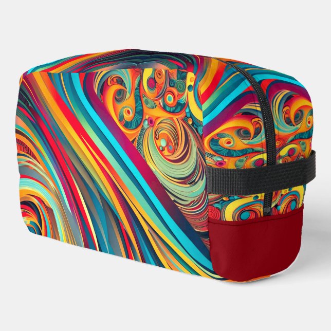 Colour Wave Fusion – Modern Abstract Swirl Art Dopp Kit (Left Corner)