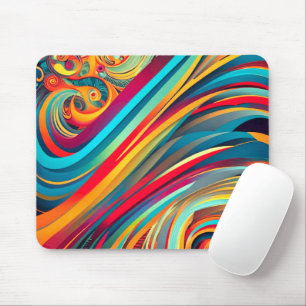 Colour Wave Fusion – Modern Abstract Swirl Art Mouse Pad