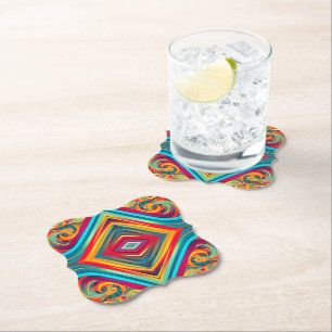 Colour Wave Fusion – Modern Abstract Swirl Art Paper Coaster