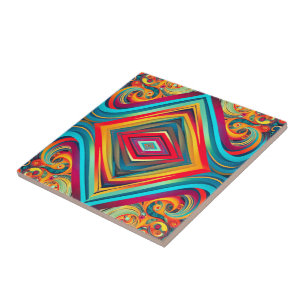 Colour Wave Fusion – Modern Abstract Swirl Art Tile