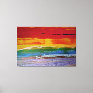 colour wave sunset canvas print