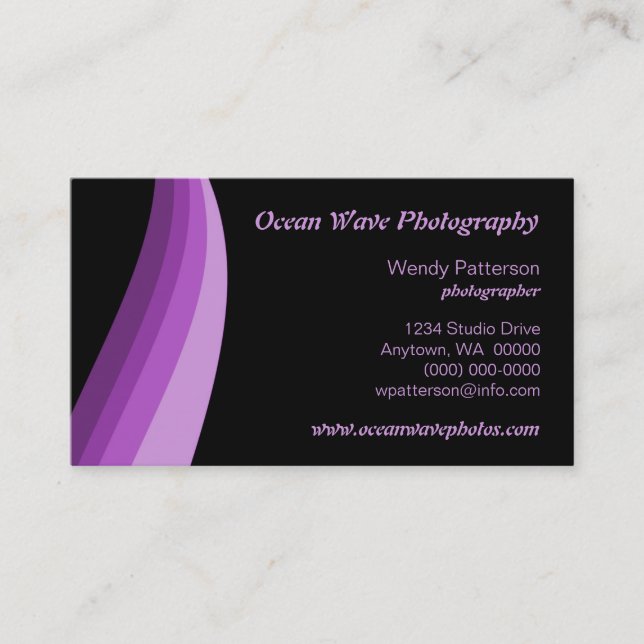 Colour Waves Business Card, Purple Card (Front)