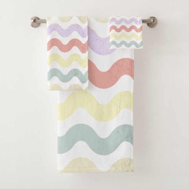Colour Waves (Pastels)   Bath Towel Set (Insitu)