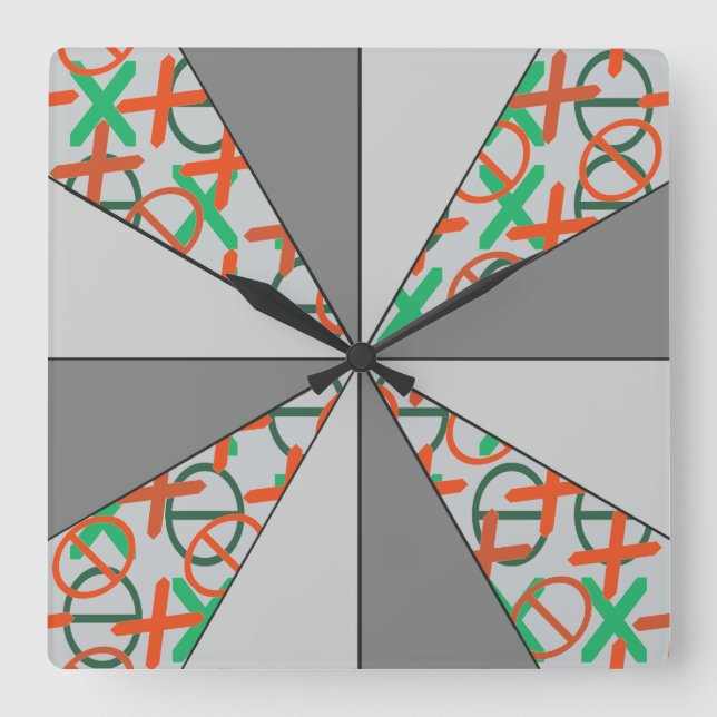 Colour Wheel Grey adjustable with Pattern Square Wall Clock (Front)