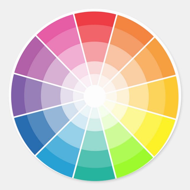 Colour wheel light classic round sticker (Front)