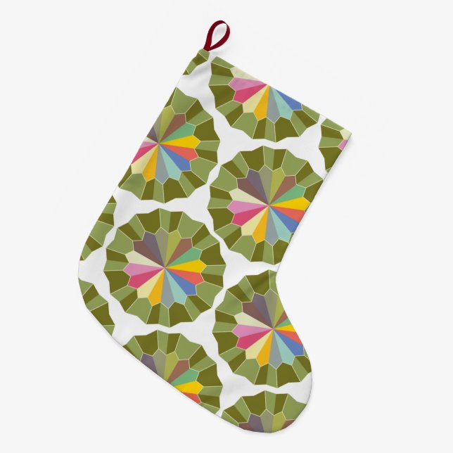 colour wheel patterned large christmas stocking (Front (Hanging))