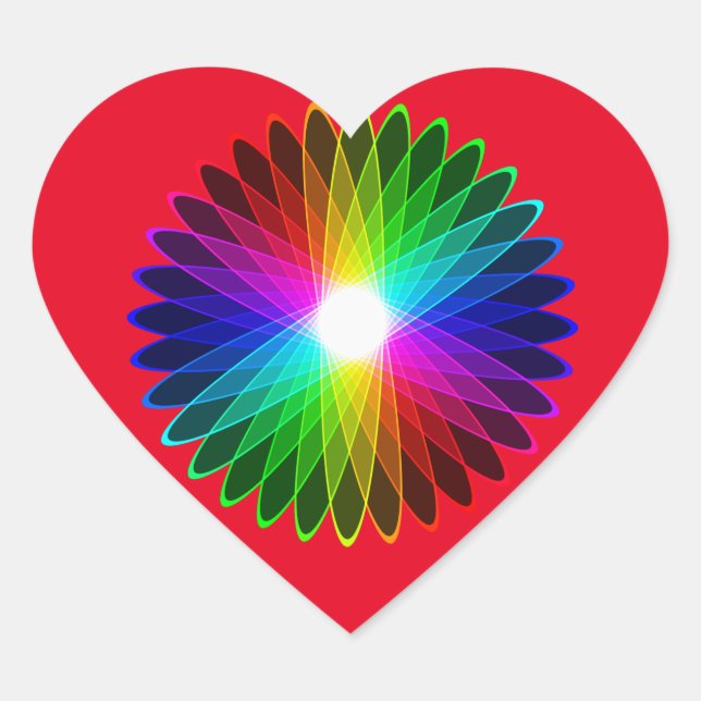 Colour Wheel Round Out Rainbow Hypnotic Halo Heart Sticker (Front)