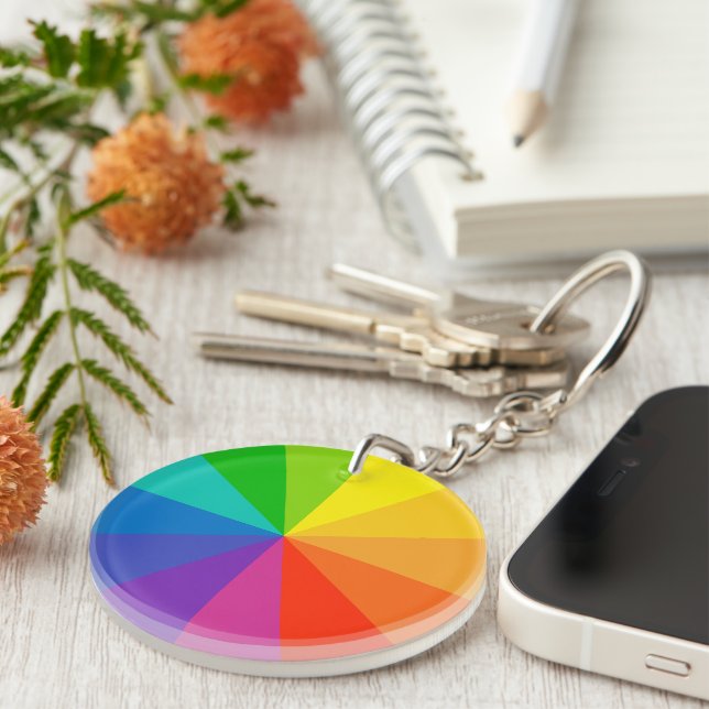 colour wheel theory school science hue disc light  keychain (Front Right)