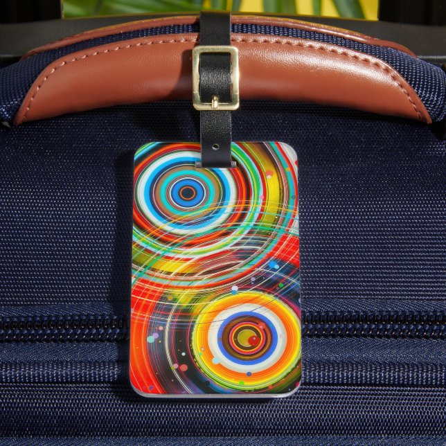 Colour Wheels Vibrant Pop Art Personalized Luggage Tag (Front Insitu 2)