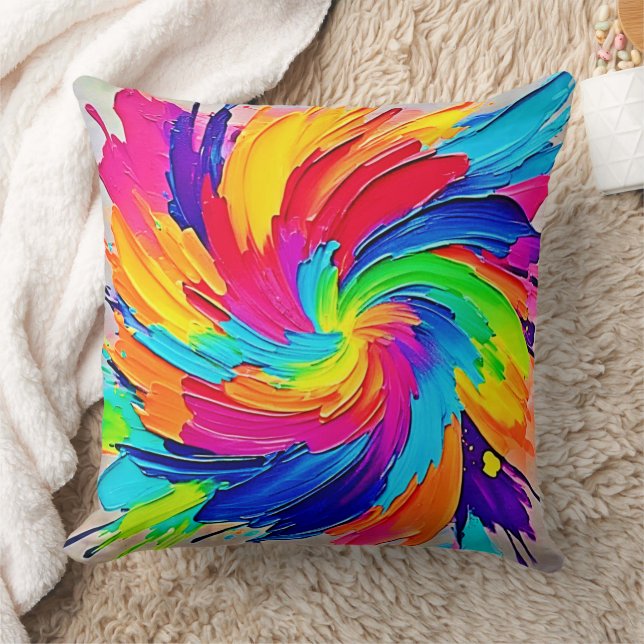 Colour Whirl: Abstract Art Throw Pillow (Blanket)