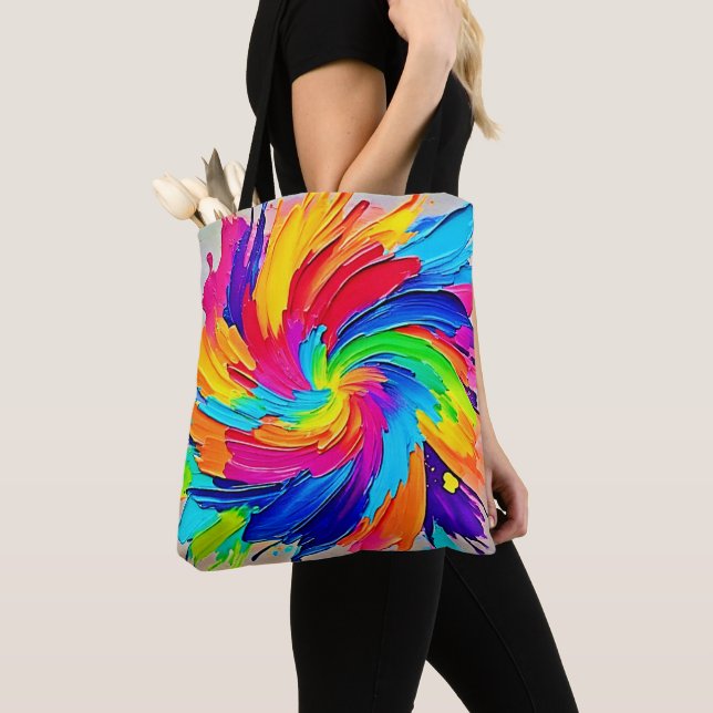 Colour Whirl: Abstract Art Tote Bag (Close Up)