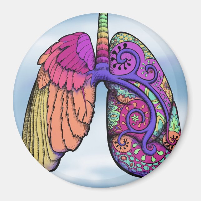 Colour Winged Paisley Lung Magnet (Front)