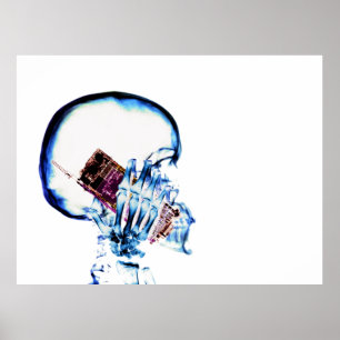 Colour X-Ray Vision Skeleton Skull Cell Phone Poster