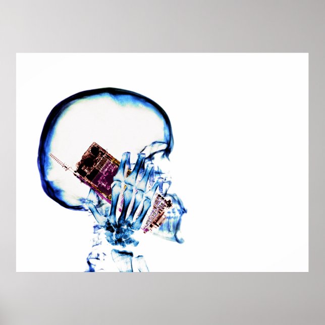 Colour X-Ray Vision Skeleton Skull Cell Phone Poster (Front)