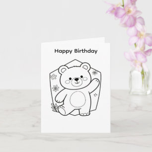 Colour your own birthday card bear design
