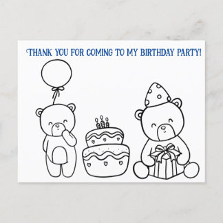 Colour your own birthday thank you, for kids postcard