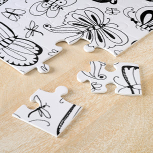 Colour Your Own Butterflies Black and White Jigsaw Puzzle