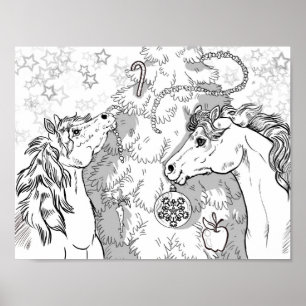 Colour your Own Christmas Ponies Poster