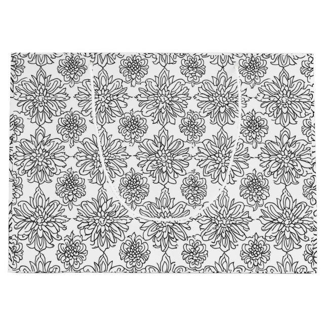 Colour-Your-Own Chrysanthemum Design Pattern Large Gift Bag (Front)