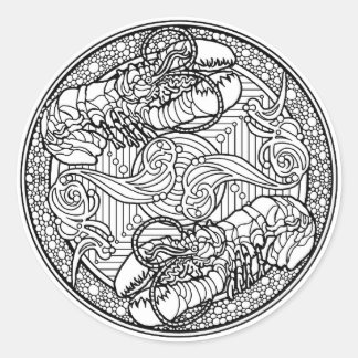 Colour Your Own Colouring Book Design Lobster Ocea Classic Round Sticker