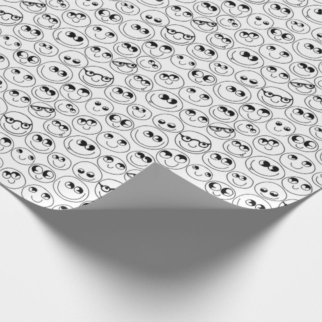 Colour Your Own Cute Faces Wrapping Paper (Corner)