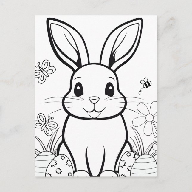 Colour Your Own! Easter Bunny Postcard (Front)